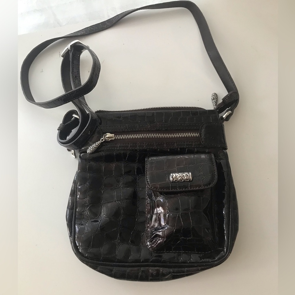 Brighton Crocodile Embossed Patent Leather Crossbody Bag